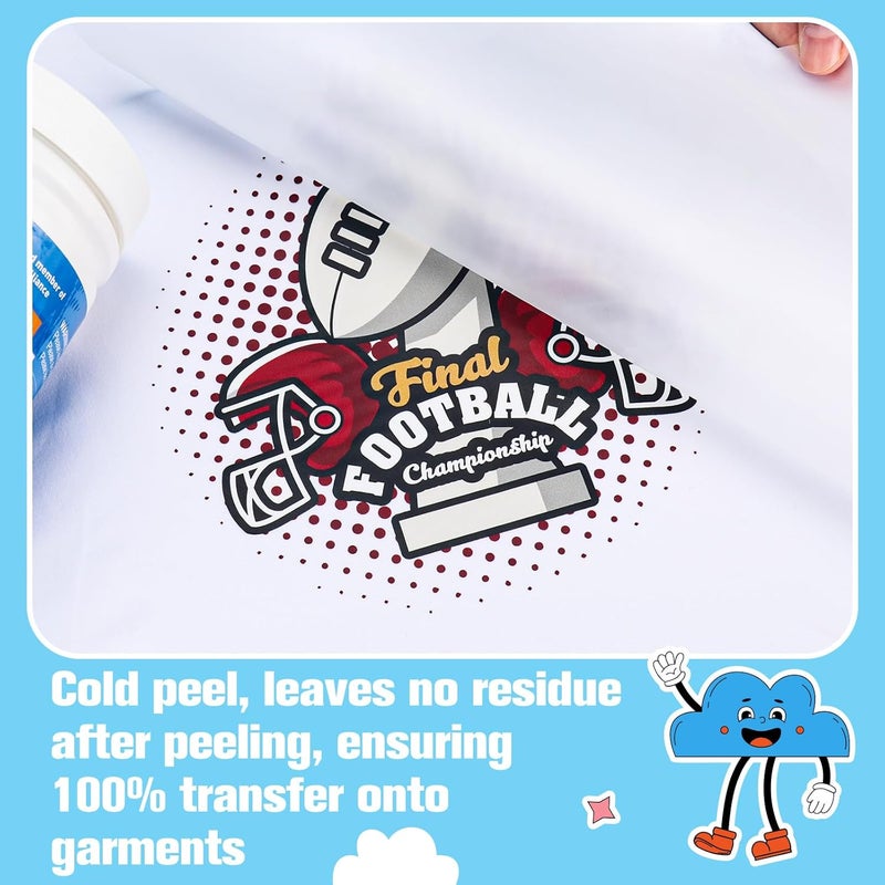 Yamation DTF Transfer Film Glossy: 8.5" x 14"inch 100 Sheets PET Paper Glossy Clear Cold Peel Direct to Film Transfer Film for Tshirt - Image 5